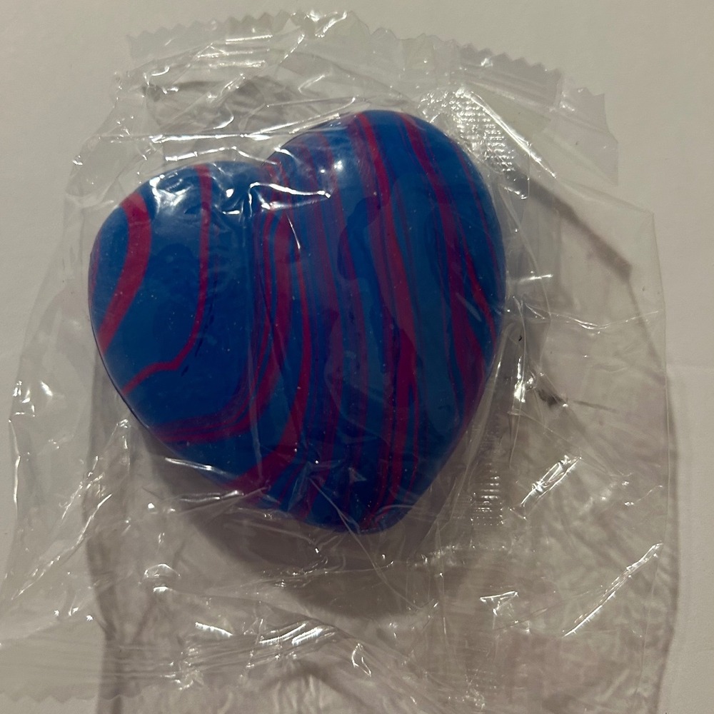 Blue and Pink Marbled Heart Shaped Squishy Sensory Slow Rise Toy Wrapped